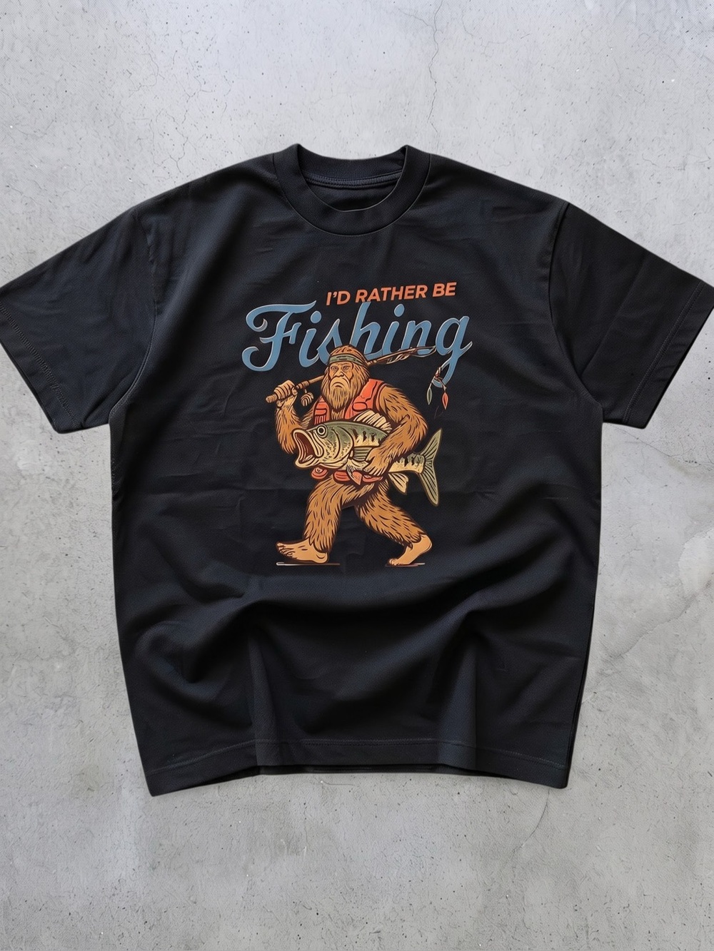 Gildan Black Funny Fishing Graphic Shirt